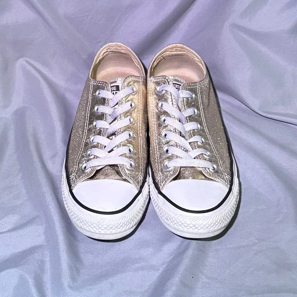 Converse All‎ Star Metallic Gold Low Top Sneakers Women 7 Men 5 Sparkle